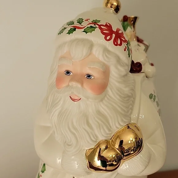Vintage 1999 Lenox Holiday Collection Santa Skates Cookie Jar - Picture 2 of 13